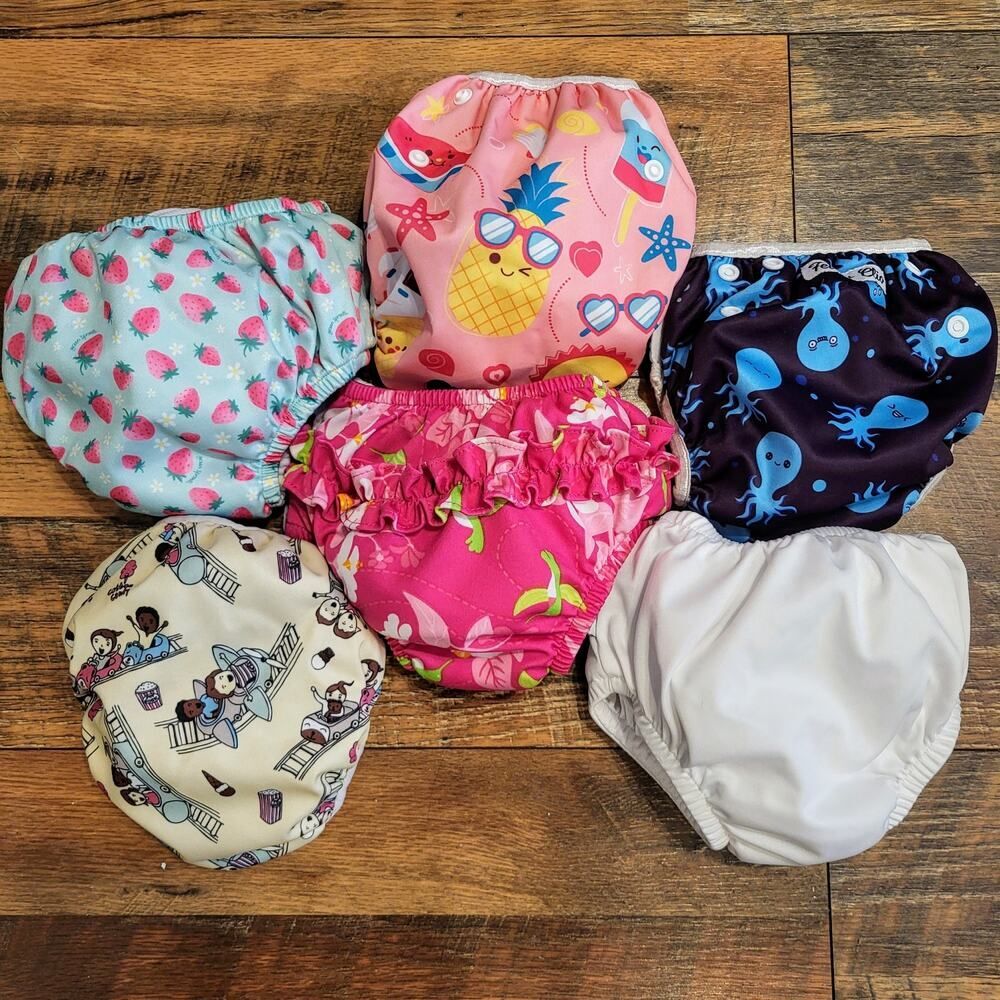 Girls 18-24m Swim Diaper Lot - 6 Baby Reusable Washable Grovia Green Sprouts